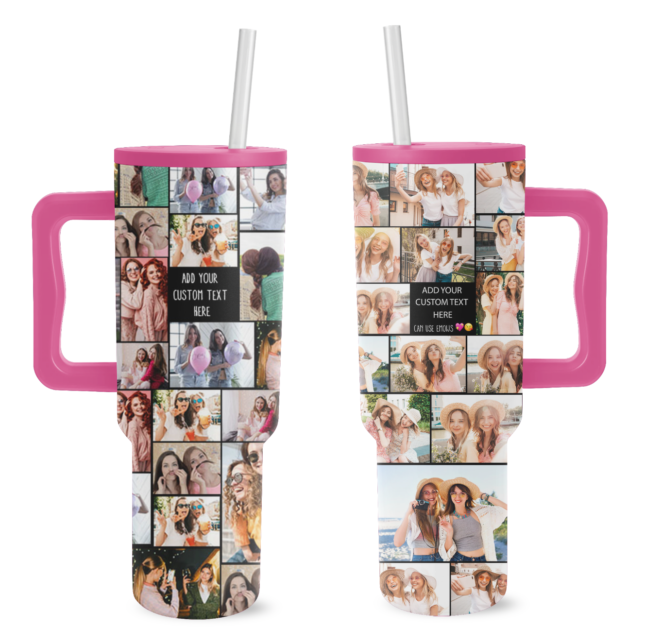 Custom Best Friend Photo Collage & Text on Personalized 40oz Trek Tumbler