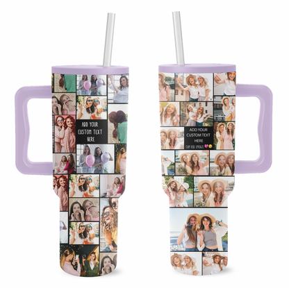 Custom Best Friend Photo Collage & Text on Personalized 40oz Trek Tumbler