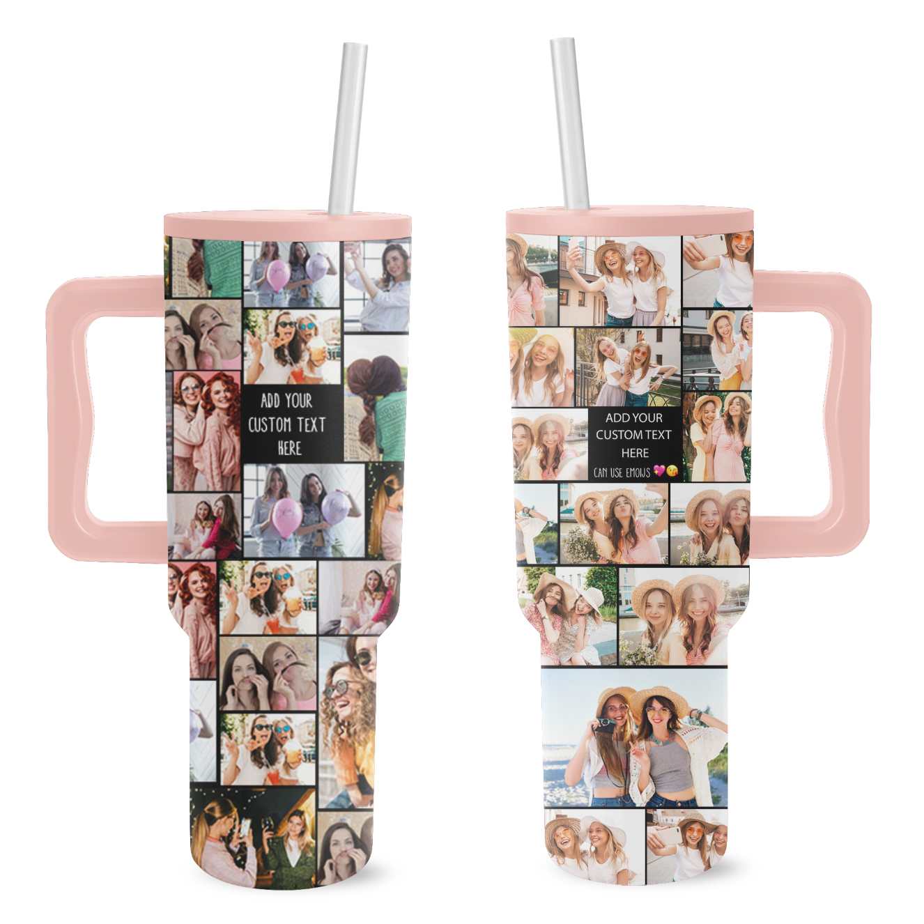 Custom Best Friend Photo Collage & Text on Personalized 40oz Trek Tumbler