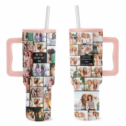 Custom Best Friend Photo Collage & Text on Personalized 40oz Trek Tumbler