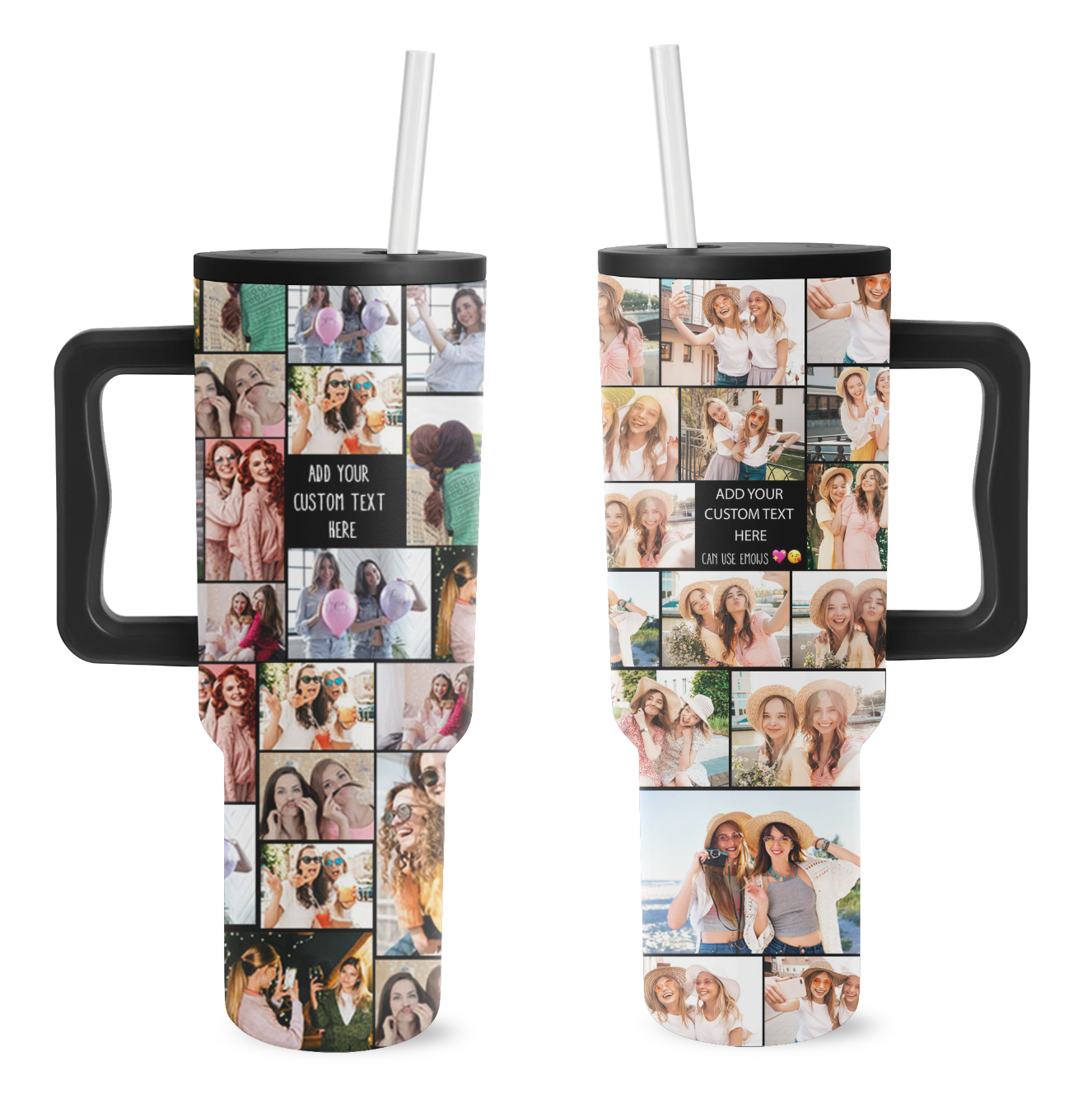 Custom Best Friend Photo Collage & Text on Personalized 40oz Trek Tumbler