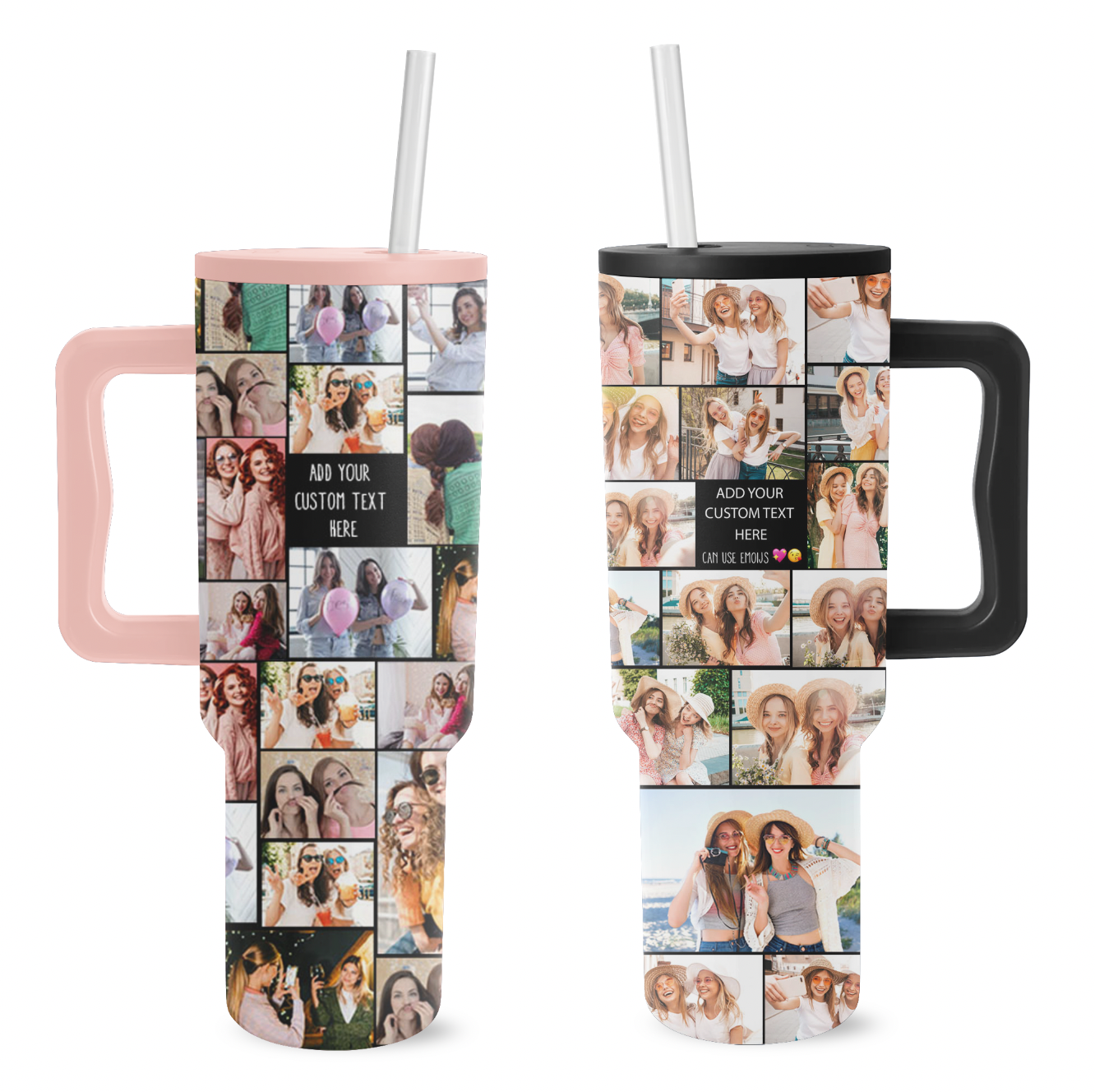 Custom Best Friend Photo Collage & Text on Personalized 40oz Trek Tumbler