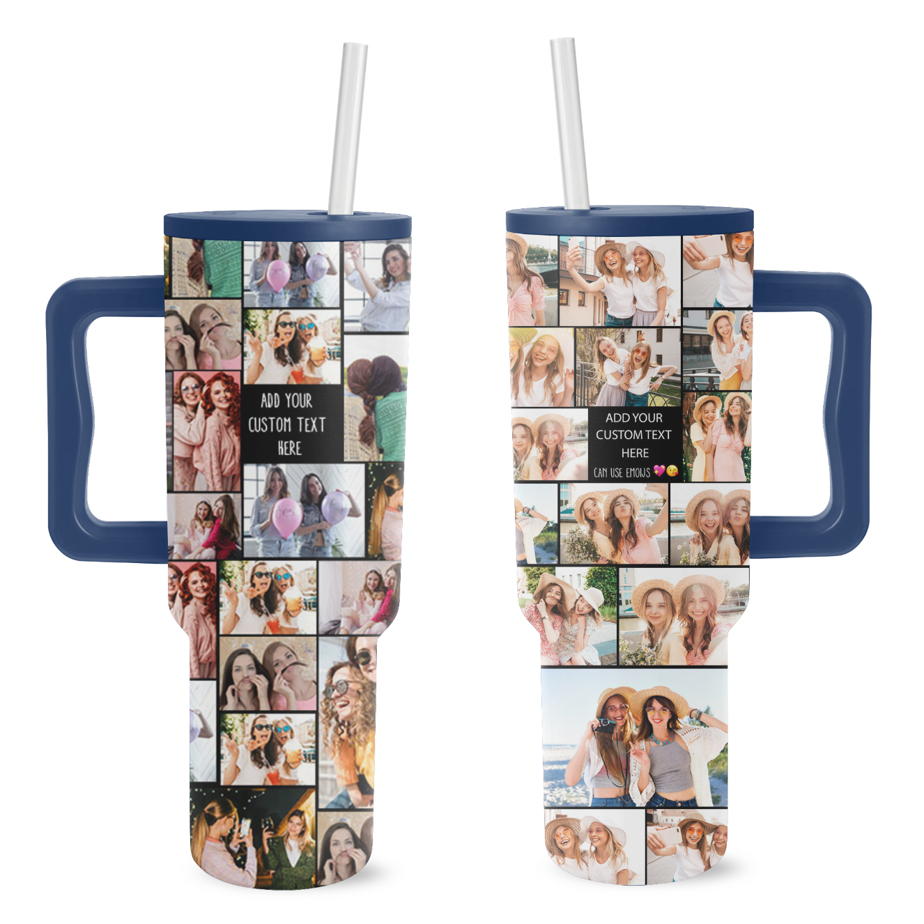 Custom Best Friend Photo Collage & Text on Personalized 40oz Trek Tumbler