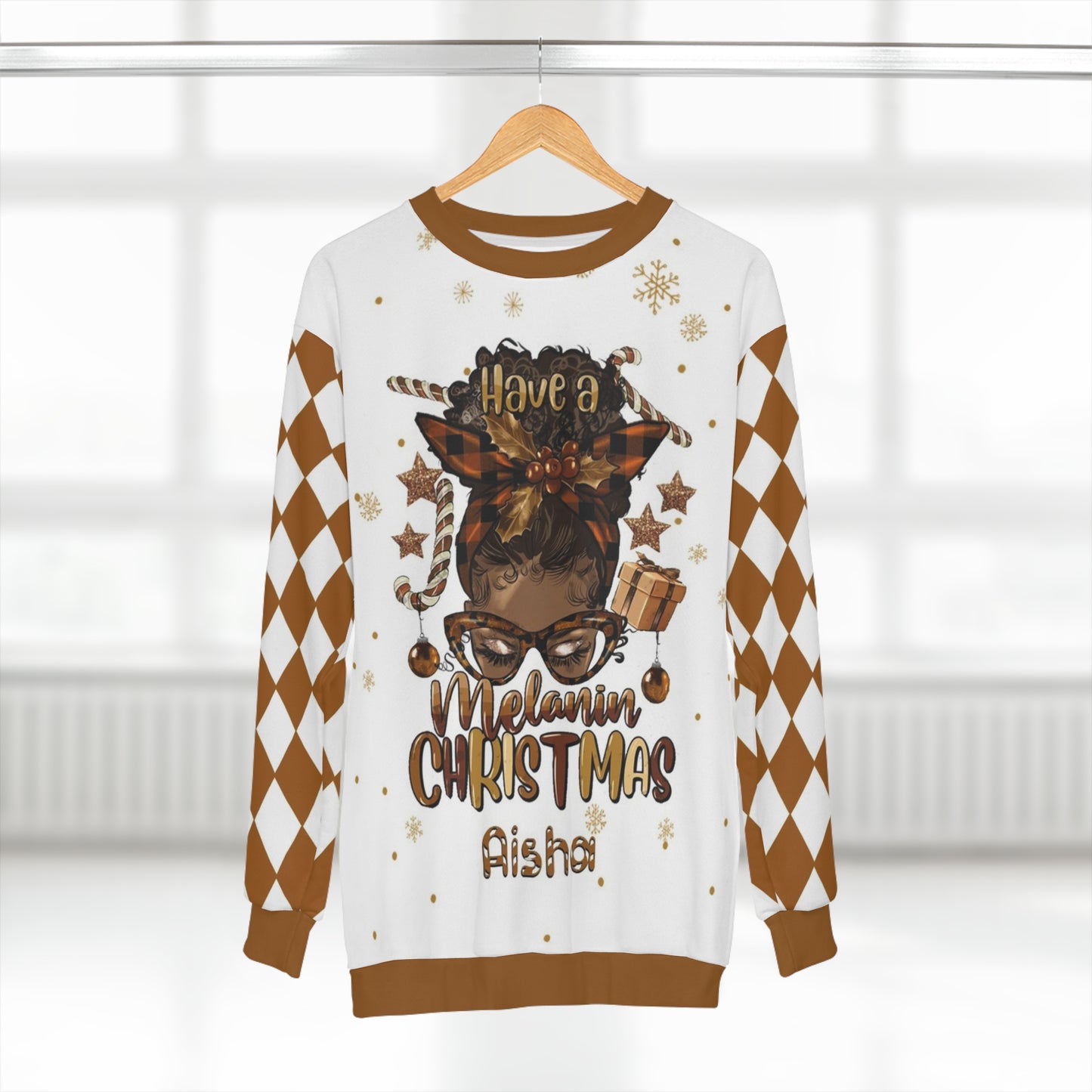 Custom Name Have A Melanin Christmas Afro Personalized Black Girl Ugly Christmas Sweater for Women