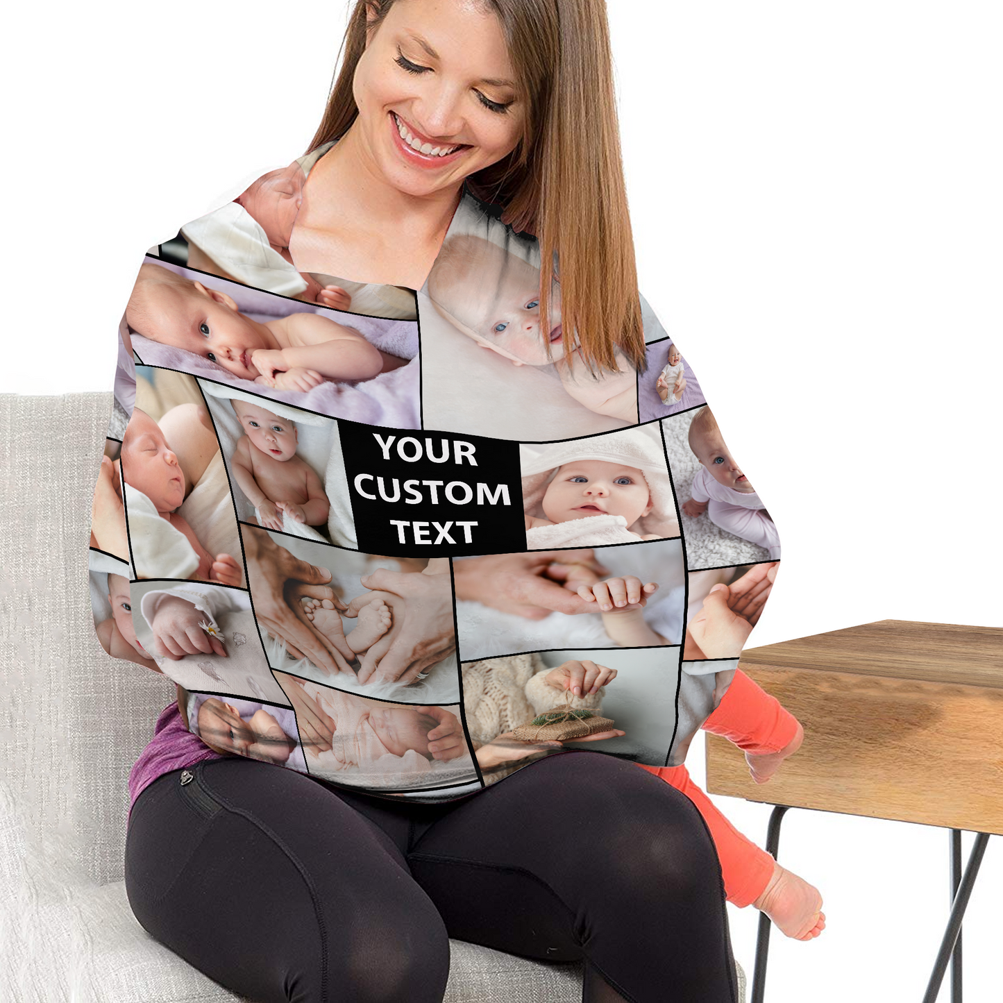 Custom Photo Baby Multi-Use Cover – Create Your Own Baby Multi-Use Cover with Collage Photo & Text