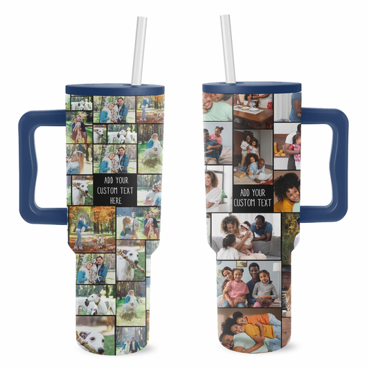 Custom Photo Collage & Text on Personalized 40oz Trek Tumbler