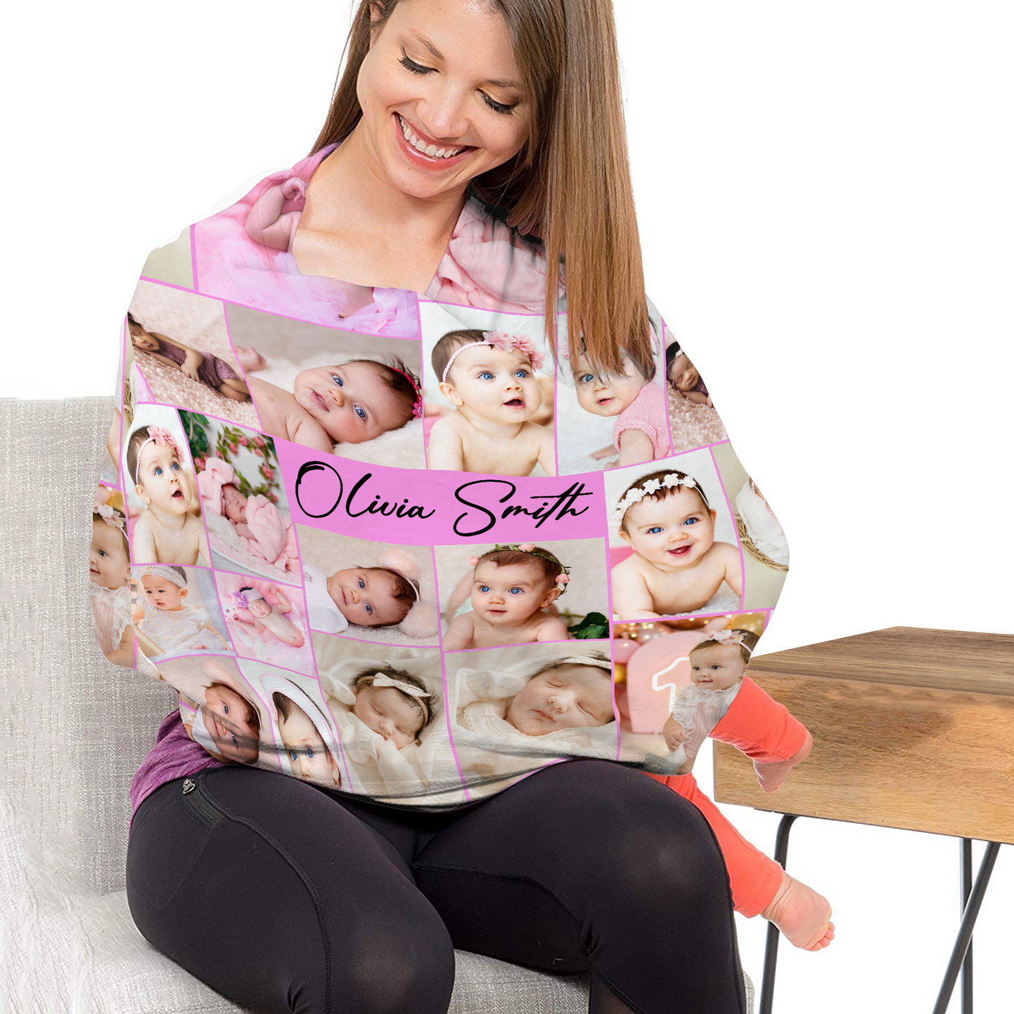Custom Photo Baby Multi-Use Cover – Create Your Own Baby Multi-Use Cover with Collage Photo & Text