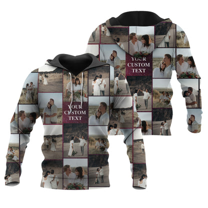 Create Your Own Galaxy Hoodie with Photo Collage & Text – Custom Hoodie for Family, Friends or Couples