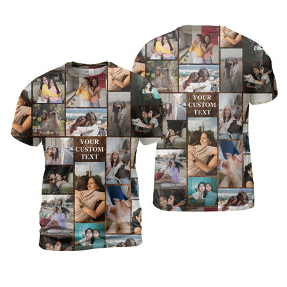 Create Your Own Galaxy T-Shirt with Photo Collage & Text – Custom Shirt for Family, Friends or Couples