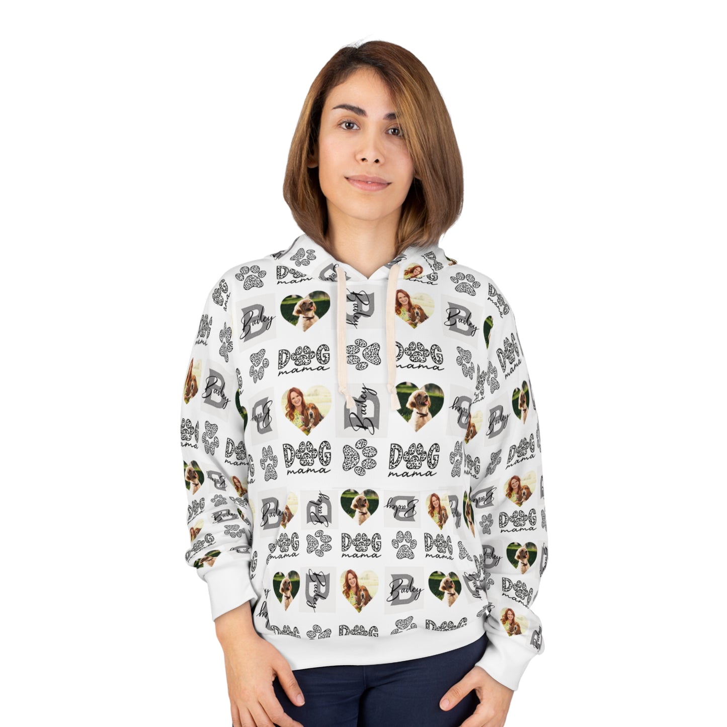 Dog Mama Leopard Personalized Unisex Hoodie with Dog Picture