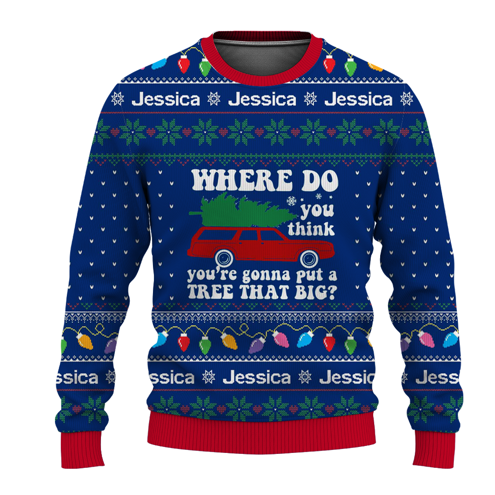 Custom Name Christmas Couple Matching Ugly Christmas Sweater, Bend Over and I'll Show You Sweater