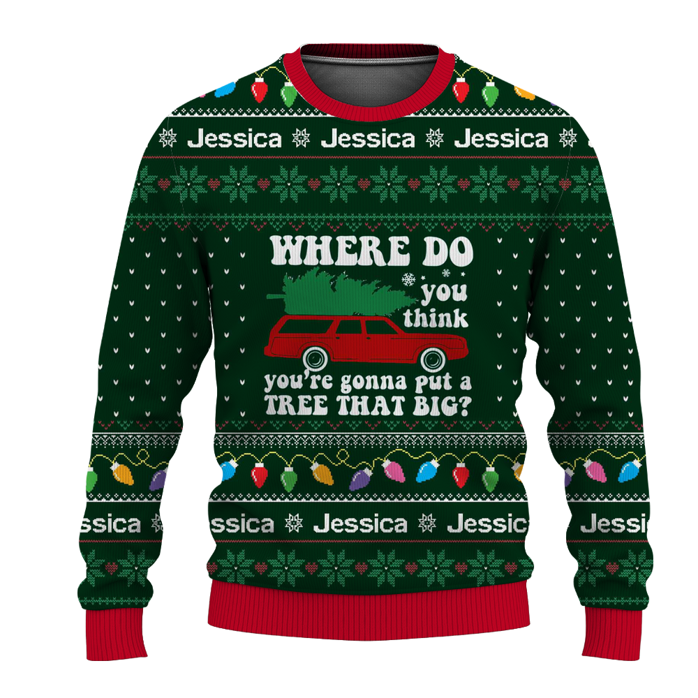 Custom Name Christmas Couple Matching Ugly Christmas Sweater, Bend Over and I'll Show You Sweater