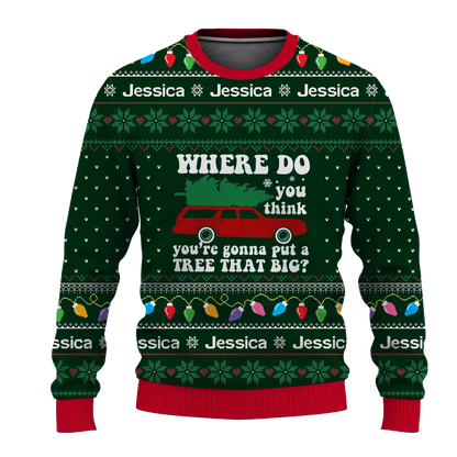 Custom Name Christmas Couple Matching Ugly Christmas Sweater, Bend Over and I'll Show You Sweater