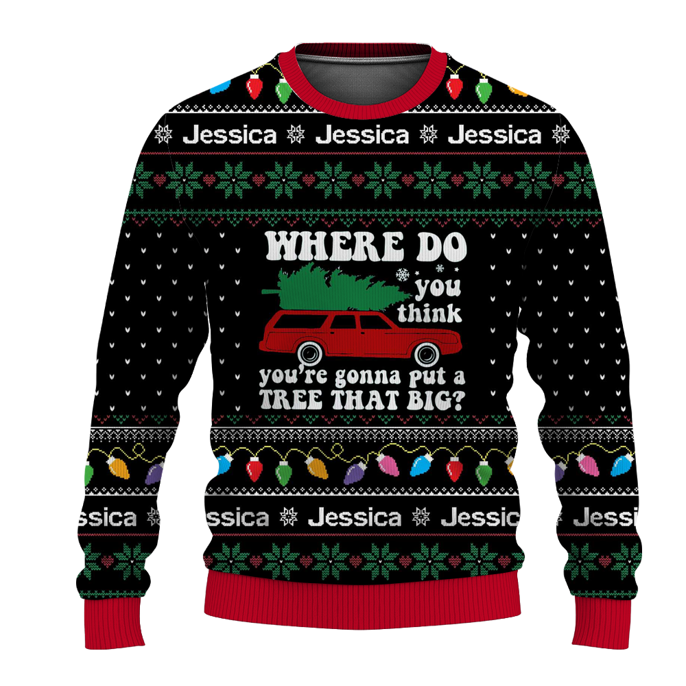 Custom Name Christmas Couple Matching Ugly Christmas Sweater, Bend Over and I'll Show You Sweater