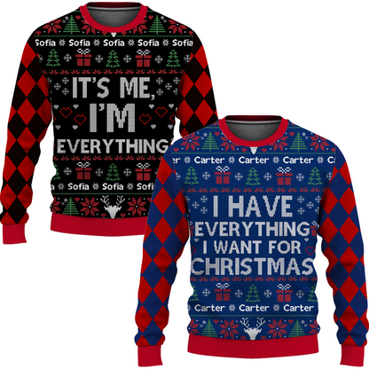 Personalized Funny Ugly Couple Matching Christmas Sweater for Couples