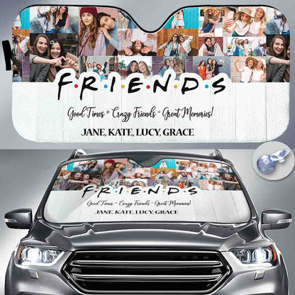 Gift for Best Friend From Photo Collage on Personalized Car Auto Sun Shade for Bestie