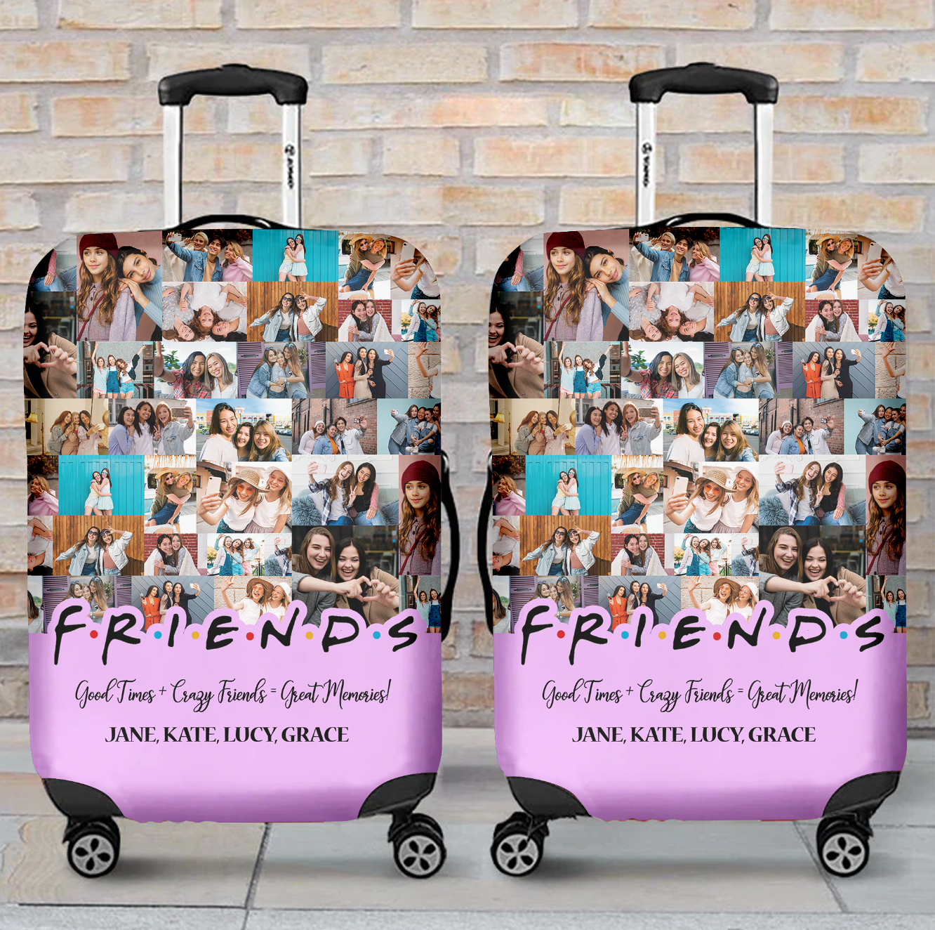 Gift for Best Friend From Photo Collage on Personalized Luggage Cover for Bestie