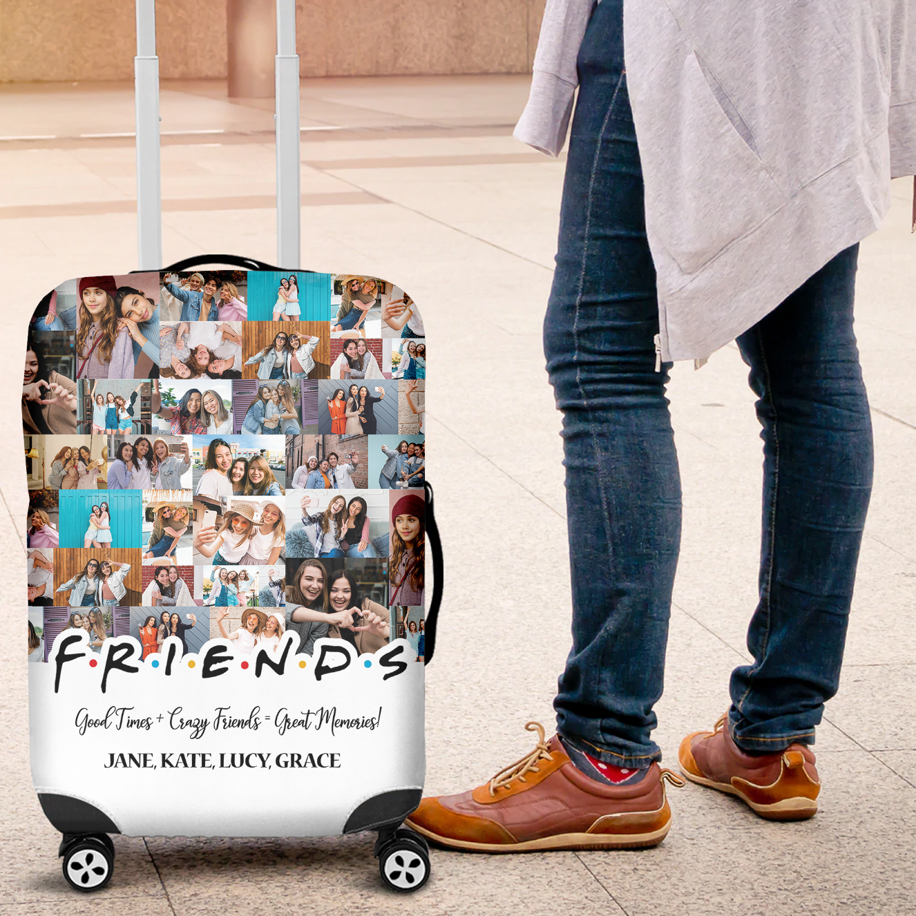 Gift for Best Friend From Photo Collage on Personalized Luggage Cover for Bestie