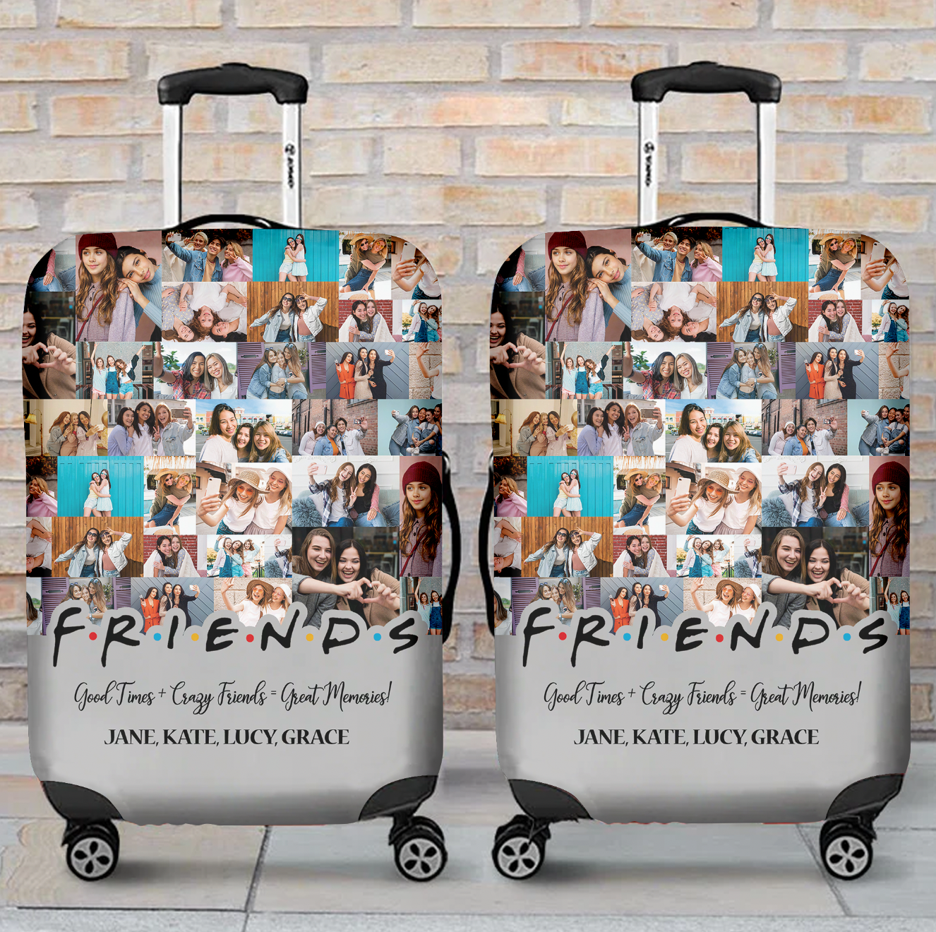 Gift for Best Friend From Photo Collage on Personalized Luggage Cover for Bestie