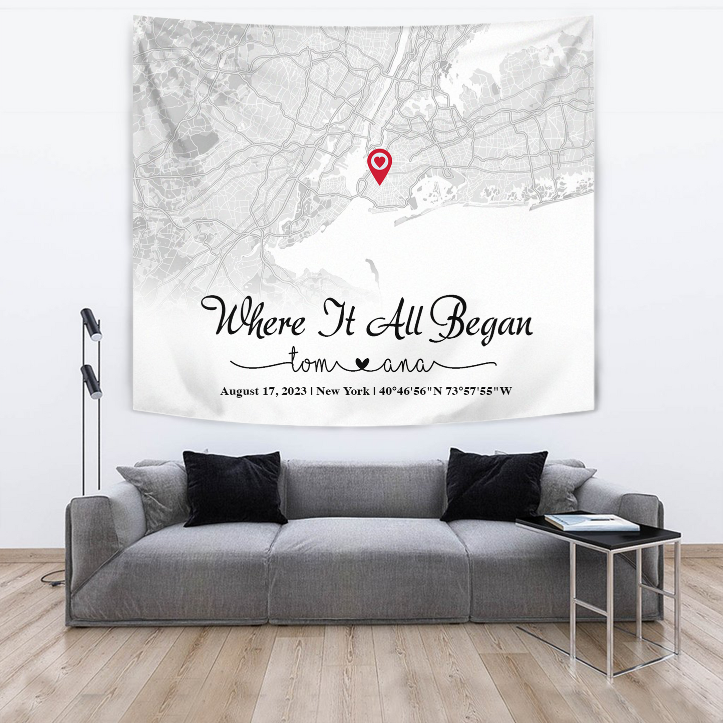 Create an Anniversary Gift for Couple with Where It All Began Map on Tapestry