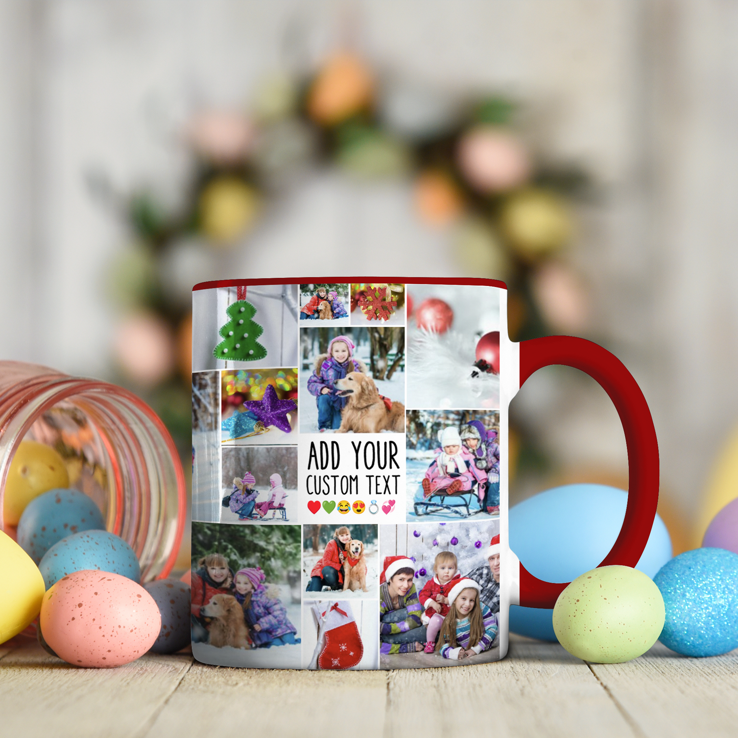 Personalized Collage Photo Accent Mug – Create Your Own Mug with Collage Photo & Text