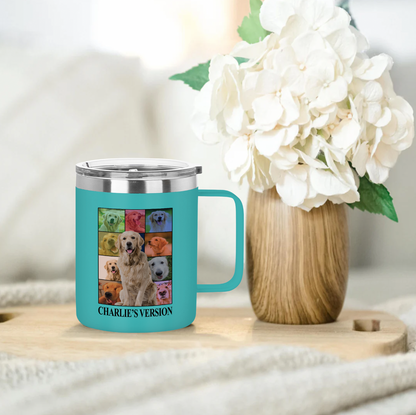 Personalized Dog's Tour Bootleg 12oz Stainless Steel Coffee Mug with Dog Photo Collage