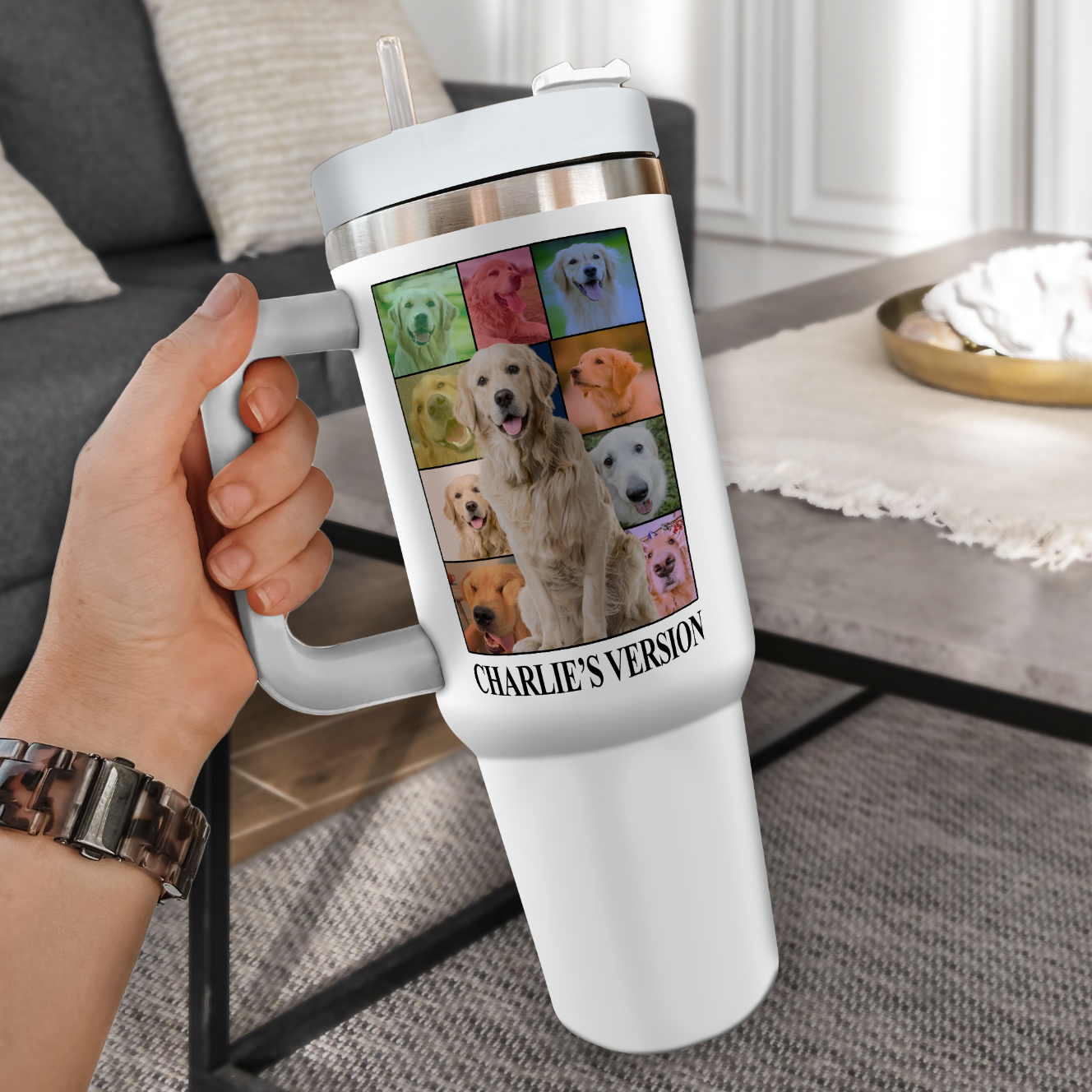 Personalized Dog's Tour Bootleg 40oz Opaque Lid Tumbler with Dog Photo Collage