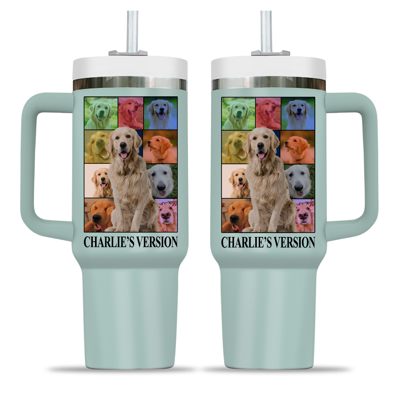 Personalized Dog's Tour Bootleg 40oz Opaque Lid Tumbler with Dog Photo Collage