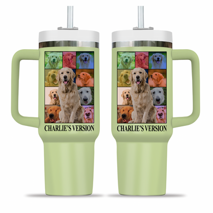 Personalized Dog's Tour Bootleg 40oz Opaque Lid Tumbler with Dog Photo Collage