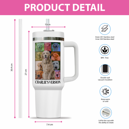 Personalized Dog's Tour Bootleg 40oz Opaque Lid Tumbler with Dog Photo Collage