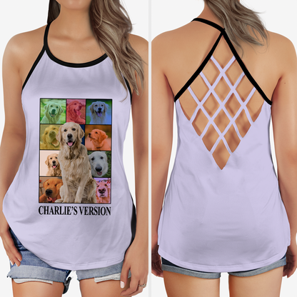 Personalized Dog's Tour Bootleg Criss Cross Tank Top with Dog Photo Collage