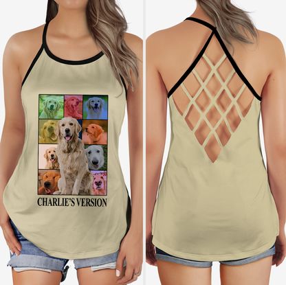 Personalized Dog's Tour Bootleg Criss Cross Tank Top with Dog Photo Collage