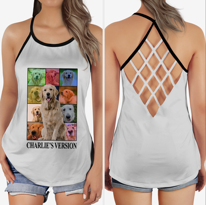 Personalized Dog's Tour Bootleg Criss Cross Tank Top with Dog Photo Collage