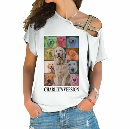 Personalized Dog's Tour Bootleg One Shoulder Shirt with Dog Photo Collage