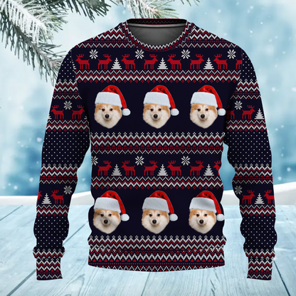 Personalized Ugly Christmas Sweater with Pet Dog Cat Face Photo for Men & Women