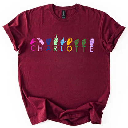 Personalized ASL American Sign Language T-Shirt – Custom Name ASL Tee