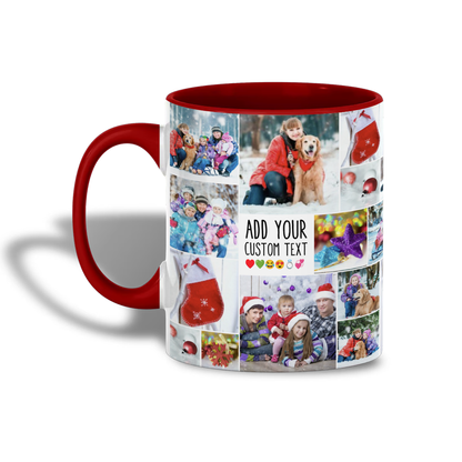 Personalized Collage Photo Accent Mug – Create Your Own Mug with Collage Photo & Text