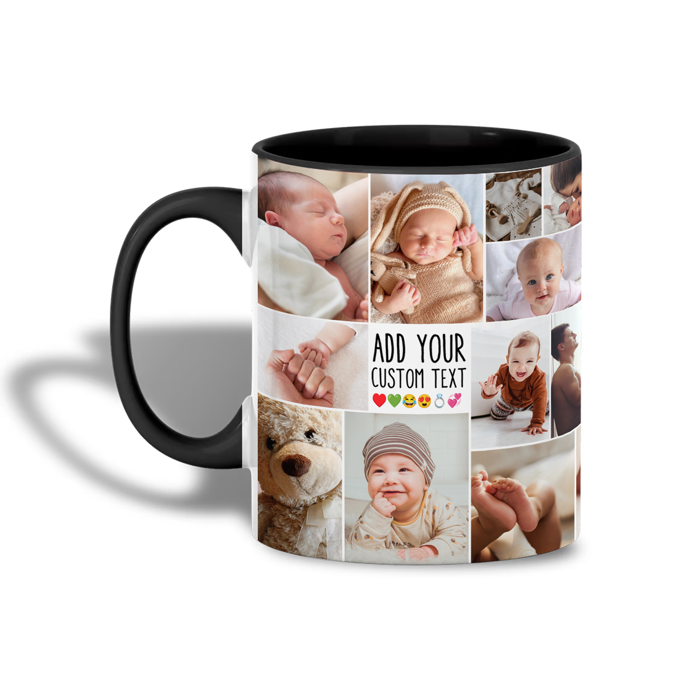 Personalized Collage Photo Accent Mug – Create Your Own Mug with Collage Photo & Text