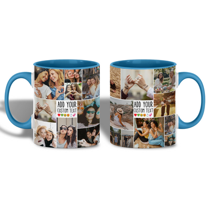 Personalized Collage Photo Accent Mug – Create Your Own Mug with Collage Photo & Text