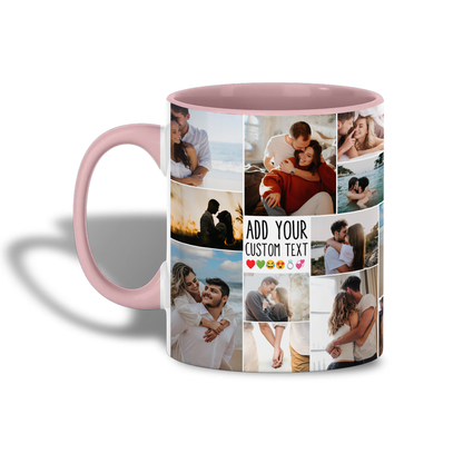 Personalized Collage Photo Accent Mug – Create Your Own Mug with Collage Photo & Text