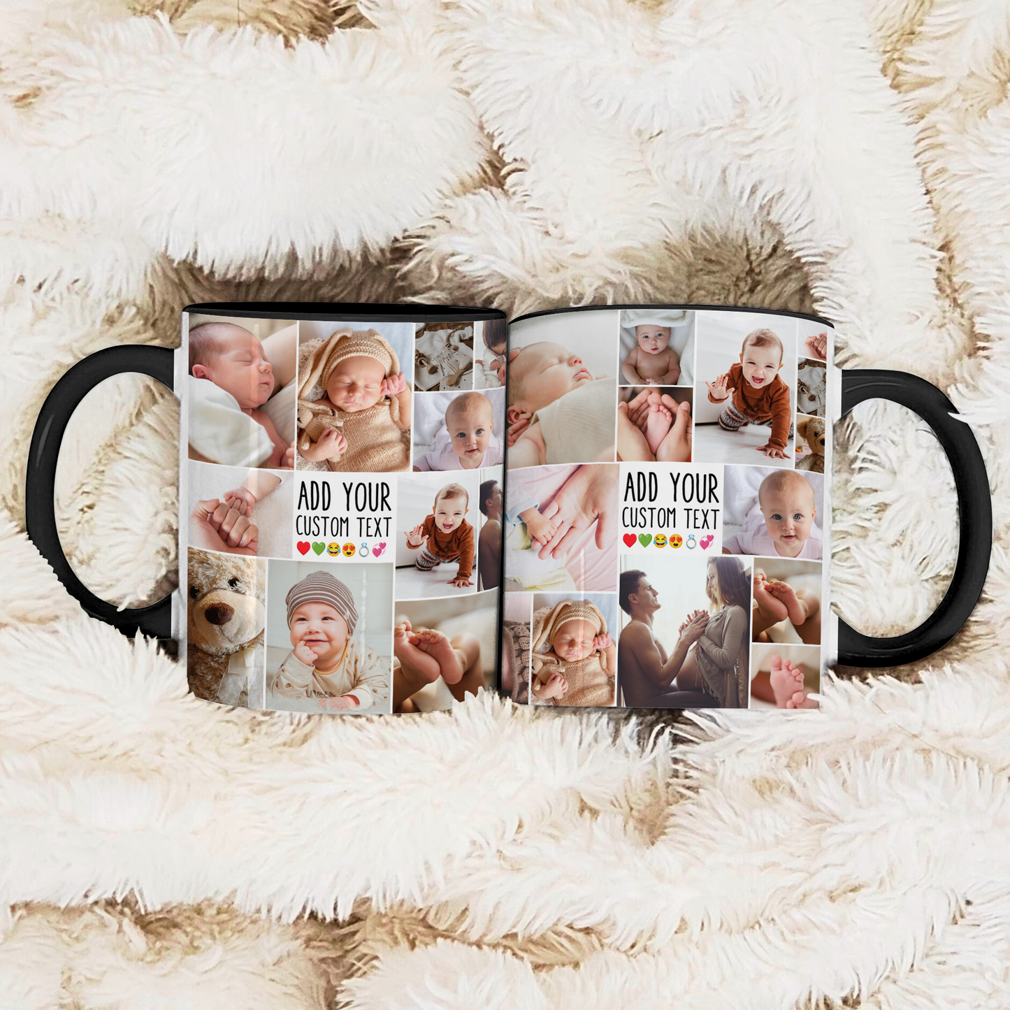Personalized Collage Photo Accent Mug – Create Your Own Mug with Collage Photo & Text