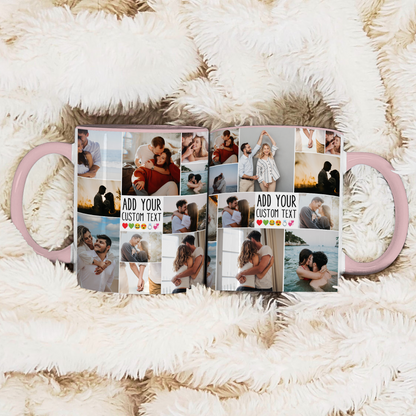 Personalized Collage Photo Accent Mug – Create Your Own Mug with Collage Photo & Text