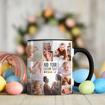 Personalized Collage Photo Accent Mug – Create Your Own Mug with Collage Photo & Text