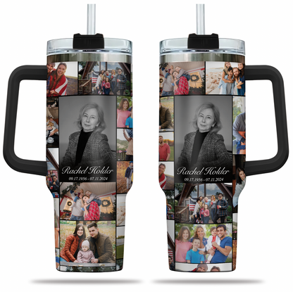 Personalized Memorial Tumbler for Loss of Mother with Photo Collage & Text on Tumbler