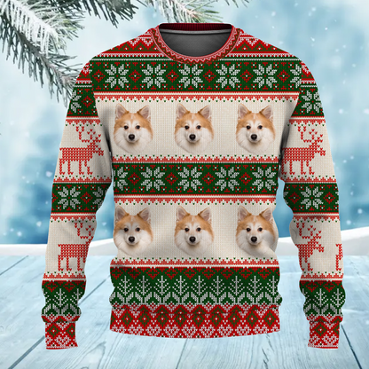 Put Your Pet Dog Cat Face Photo on Personalized Funny Unisex Ugly Christmas Sweater with Picture