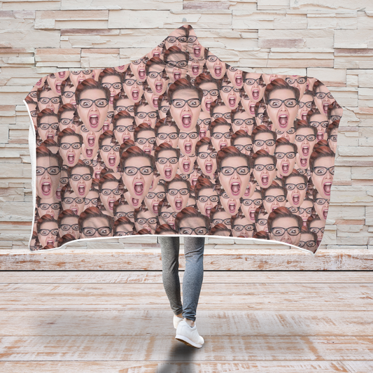 Put Your Photo Face on Funny Personalized Hooded Blanket