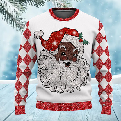 Merry Christmas Afro Black Santa Claus Ugly Sweater for Adult & Kids