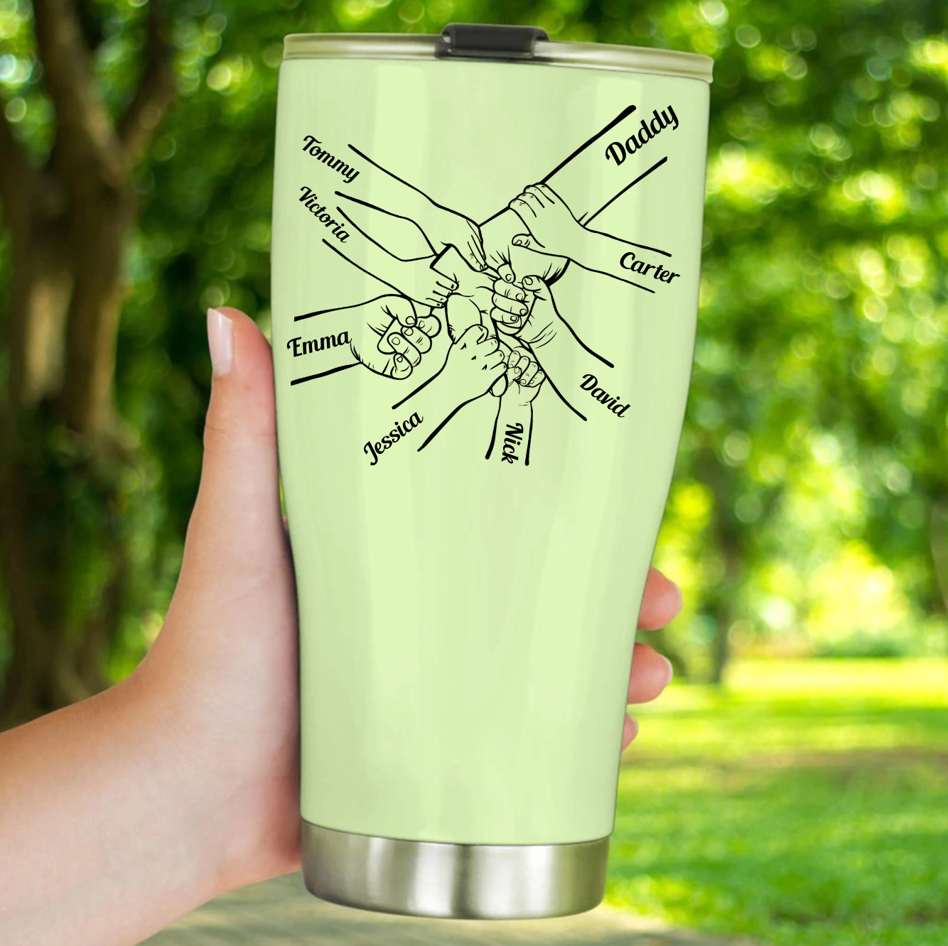 Custom Hand Kid Names Father's Day Gift for Dad from Child 30oz Tumbler