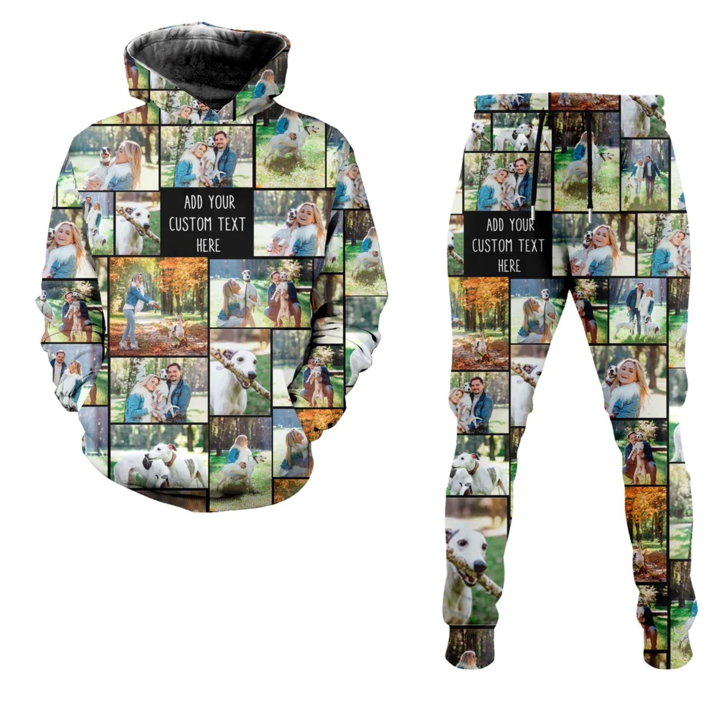 Create a Pet Dog Lovers Gift, Dog Mom Gift with Collage Photo & Text on Combo Hoodie And Joggers