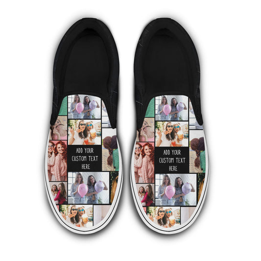 Slip-on Shoes with Collage Photo, Collage Photo on Slip Personalized Shoes